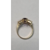 Image 5 : 14K Gold Marquise-Cut Amethyst Stone & Baguette-Cut Clear Crystal - Size 5 - Weight: 3.1g