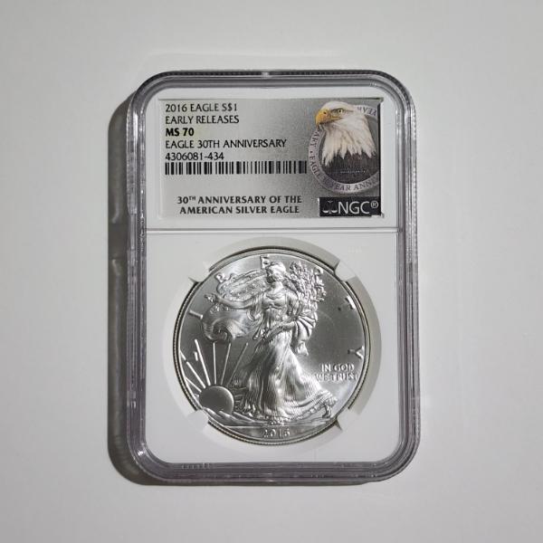 NGC MS70 Graded 2016 Silver 1 Oz American Eagle Early Releases ~ Eagle 30th Anniversary