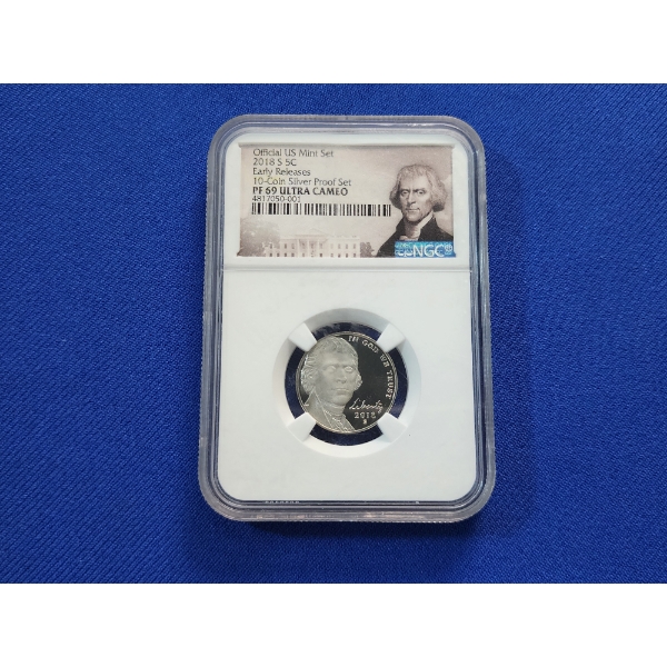2018-S Jefferson Nickel: Official US Mint Set Early Releases NGC Graded PF 69 Ultra Cameo