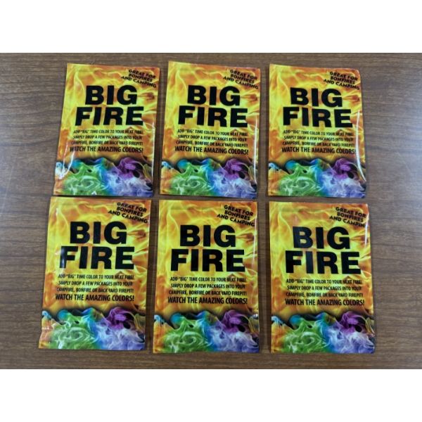 6 - Packs Of Big Fire Makes Your Camp or Bon Fire Dance With Color - Brand New