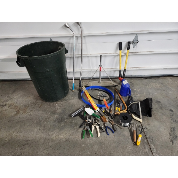 Trash Can, Tools, Hand Saws, Garden Items - See Photos! 