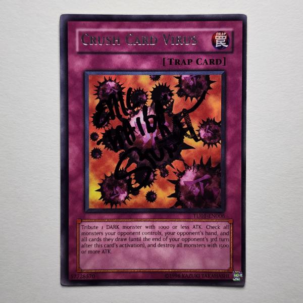 Crush Card Virus Yu-Gi-Oh Trading Card HAND SIGNED BY VOICE OF SETO KAIBA, ERIC STUART 