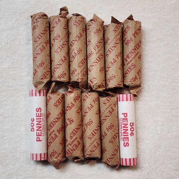 $6 Face Value in Assorted Unsearched Rolled United States Pennies With Wide Ranging Dates!