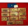 Image 2 : Japanese Anime' 11 Pc Set of 24k Gold Foil DRAGON BALL Z  - 10000 Yen Notes (Real Gold Foil) 