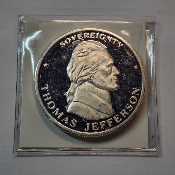 Liberty Lobby Guaranteed Thomas Jefferson Design 480 Grains (One Troy Ounce) .999 Fine Silver Round