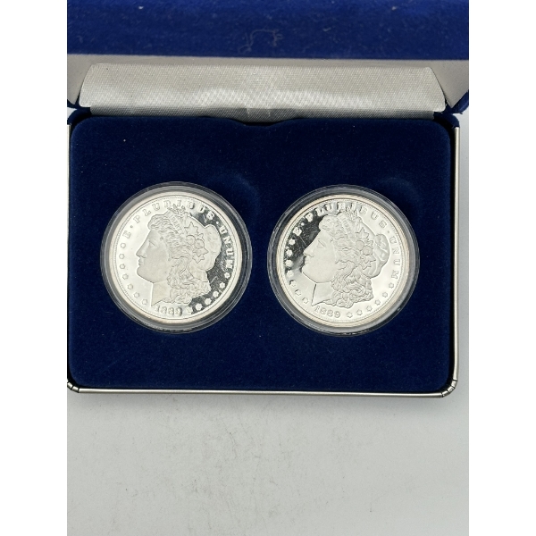 1889 Morgan Dollar Tribute Display - 1oz.999 Silver Round & 1 Clad