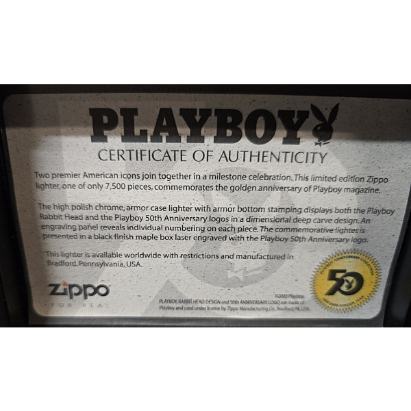 Playboy 50th Anniversary Zippo Lighter - Unused - In Original