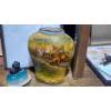 Image 4 : Antique Hand Painted Ceramic Hunting Themed Covered Jar / Vase - See Pics