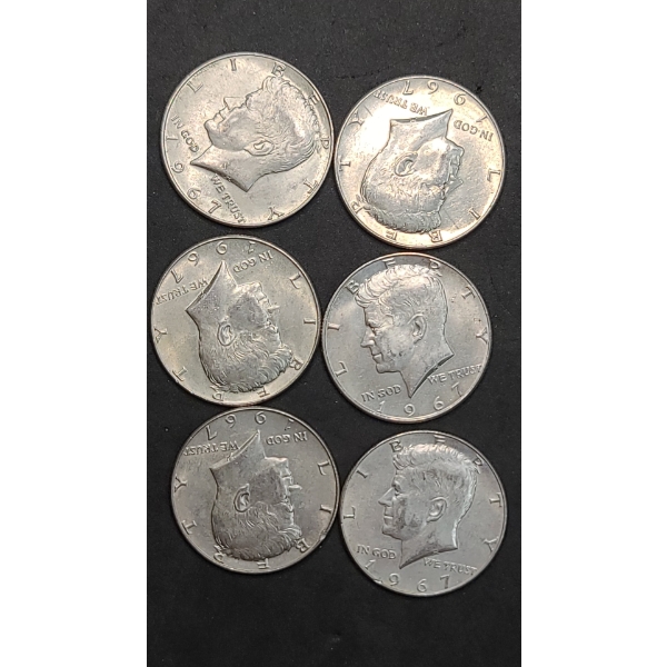 (6) 1967/1968 40% Silver Kennedy Half Dollars - Face Value: $3.00