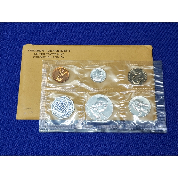 United States 1962 Silver Proof Set: 90% Franklin Half Dollar, Washington Quarter, Roosevelt Dime