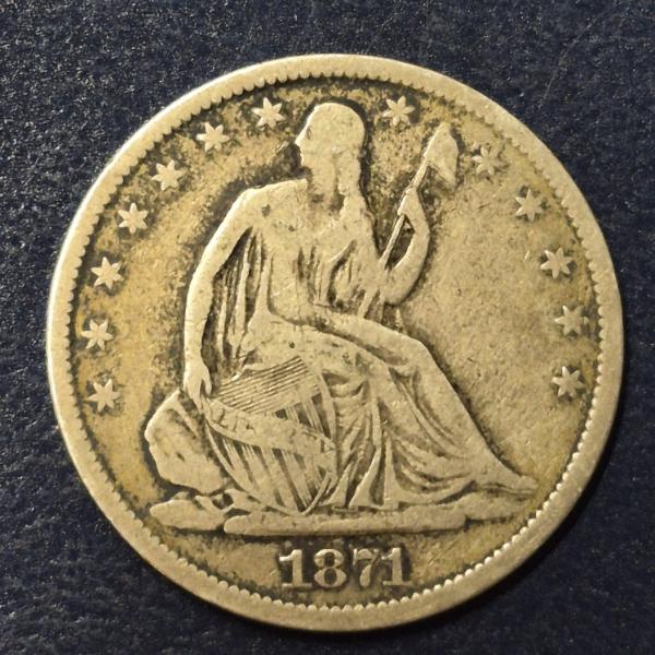 1871 S Seated Liberty 1/2 Dollar - See Pictures