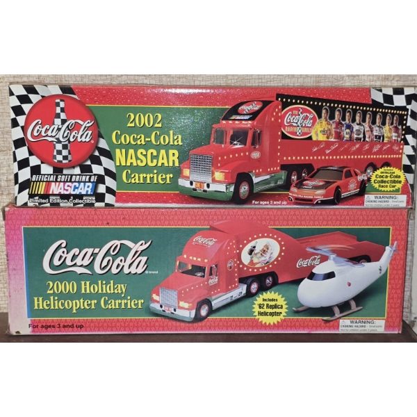 Coca-Cola/NASCAR 2002 Model Car Carrier and 2000 Holiday Helicopter Carrier