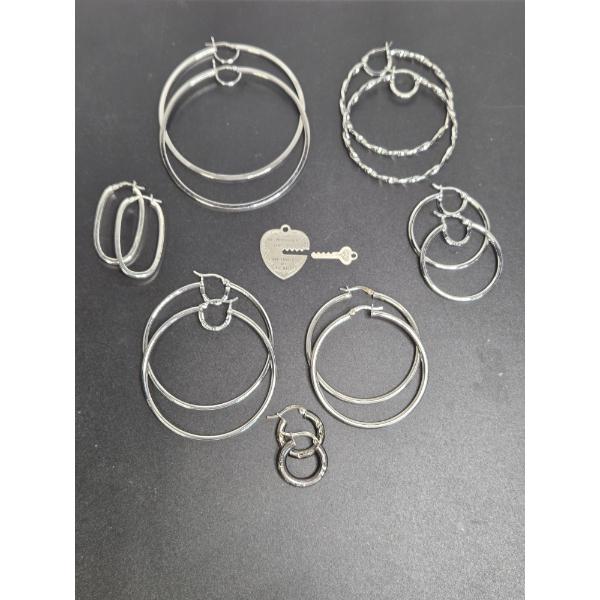 Sterling Silver Group Including A Beautiful Heart & Key Pendant Set Total Weight 39.2 Grams