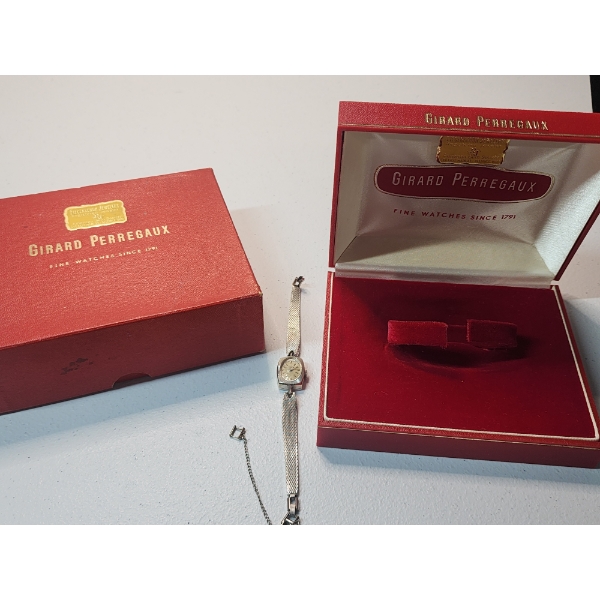 Vintage Girard-Perregaux Ladies 14K White Gold Cocktail Watch with Original Box
