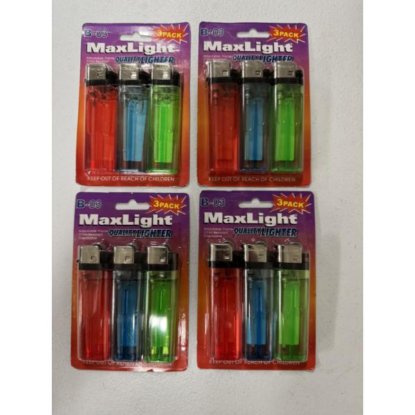 12 Brand New MaxLight Lighters - 4 Lighters Per Pack - Brand New