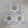 Image 1 : 1936, 1939, & 1962 Canada 10 Cents Silver Coins 80% Silver ASW 0.0600 oz Each