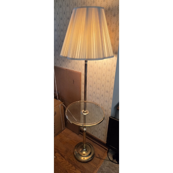 PICKUP IN CANTON - Glass And Brass 16'' x 5ft Table/Lamp Combo In Excellent Condition 