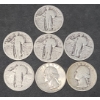 Image 1 : Assorted Years/Mint Marks United States 90% Silver Standing Liberty & Washington Quarters  FV: $1.75