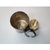 Image 2 : Vintage Sterling Silver Cup & Small Cup With Glass-Top Lid - Total Weight: 83.2g