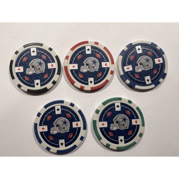 NFL Dallas Cowboys - Clay Poker Chip Set - Mint Condition - Complete Set 5 Chips