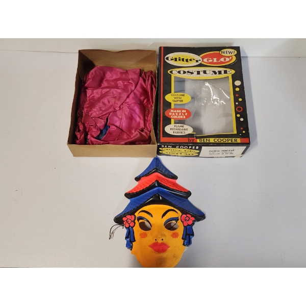 Vintage Ben Cooper Glitter Glo Halloween Costume and Mask: Chinese Princess