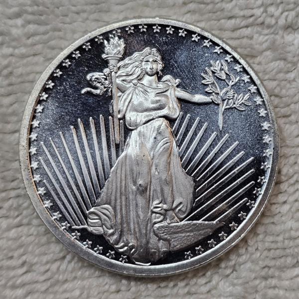 1oz .999 Fine Silver Round featuring the Saint-Gaudens Lady Liberty Design