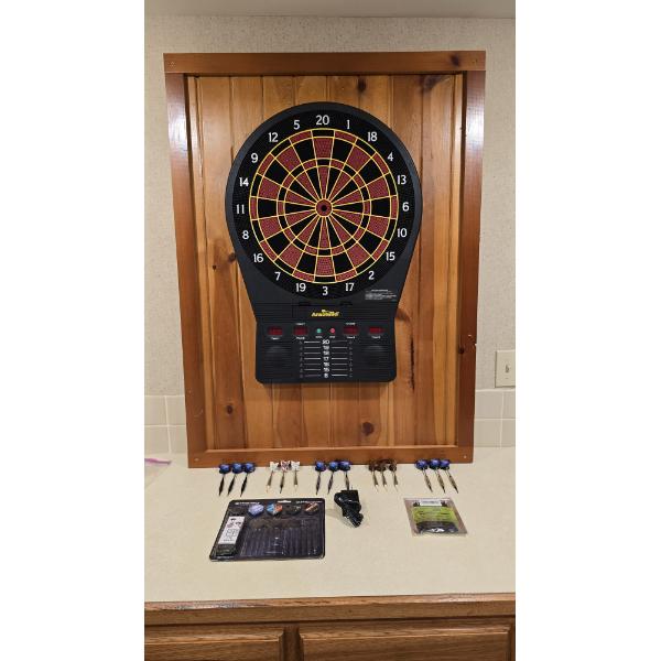 Electronic Dart Board Mounted and Ready to be Hung - Darts and Accessories included - 33x44