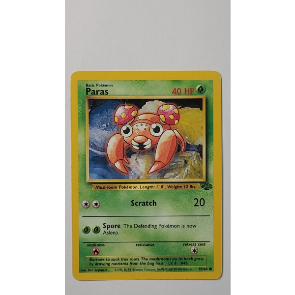 1999 Paras #59/64 Pokemon Trading Card From The Jungle Set - Near Mint