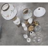 Image 1 : Vintage Hand Painted Glass Table & Hanging Lamps And Glass Shade Collection 