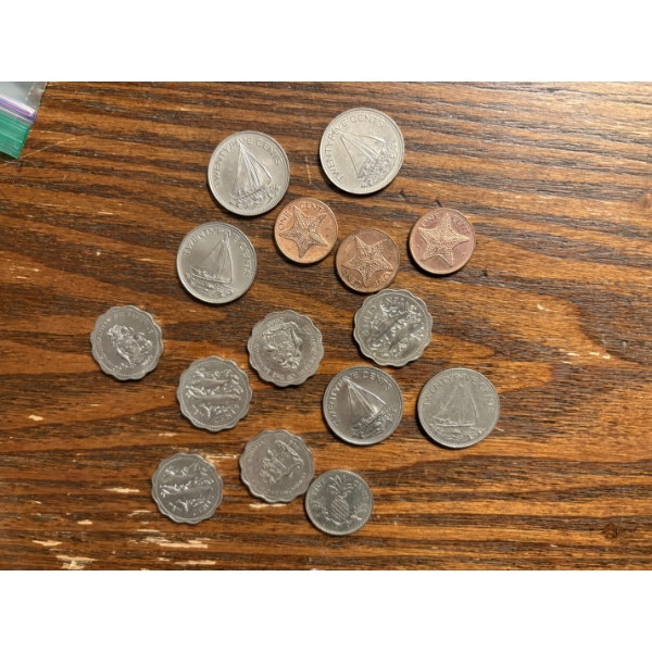 Foreign Coins - Commonwealth of the Bahamas -1 Cent to 25 Cent Pieces 