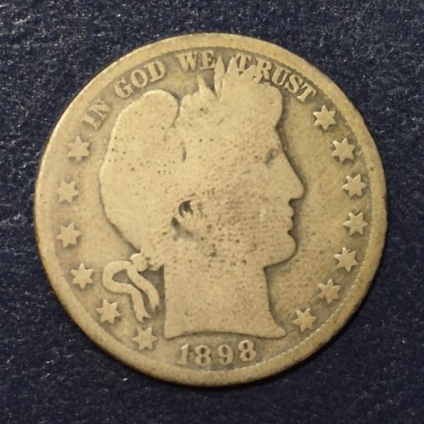 Rare 1898 O Barber (Liberty Head) Half Dollar - 90% Silver US Coin