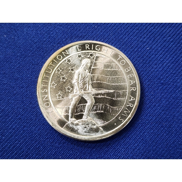 Constitutional Right to Bear Arms - 2nd Amendment - One Troy Ounce .999 Fine Silver Round