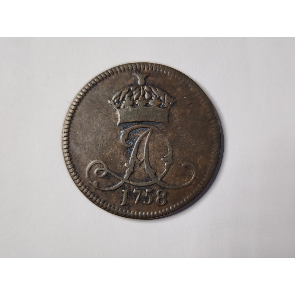 1758 Isle Of Man Penny - Rare Copper Coin!