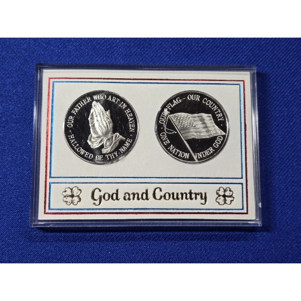 Franklin Mint God and Country Lord's Prayer and Pledge of Allegiance Medals 