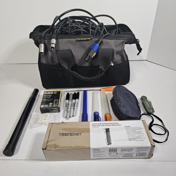 Workforce Zippered Tool Bag Filled With Assorted XLR And PowerCon Cables and MORE!!! (see pics)