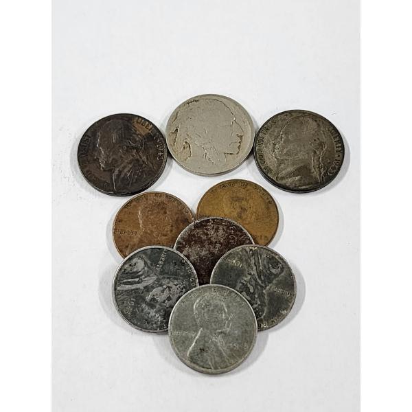 Unique Group of United States Collectible Coins Featuring Silver Wartime and Buffalo Nickels & Wheat