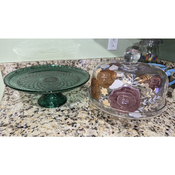 PICKUP IN NORTHFIELD - Glass Kitchen Grouping As Shown Includes Raised Cake Or Pie Stand - See Pics 