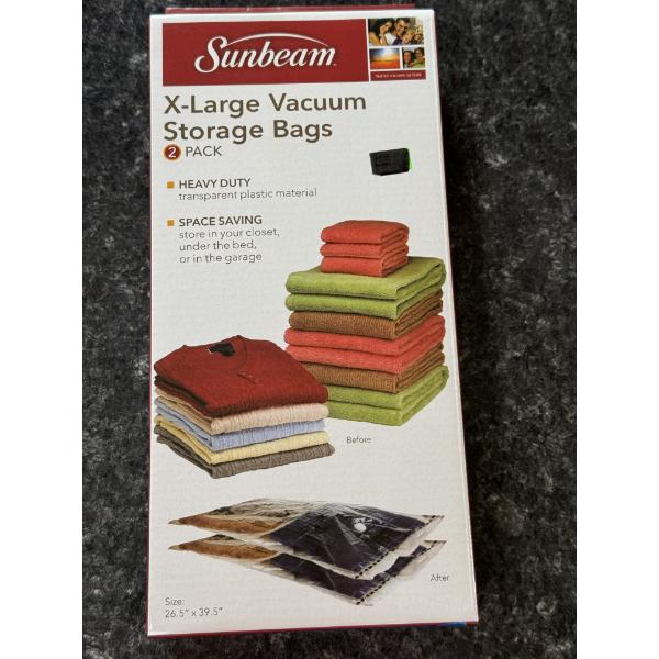 Sunbeam 2 Pack XL Vacuum Storage Bags - 26" x 39" - Brand New In The Box 