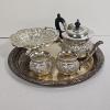Image 1 : 5-Piece Ornate Repoussé Pattern Vintage Silver-Plated Tea Service Set (2.6 lbs)