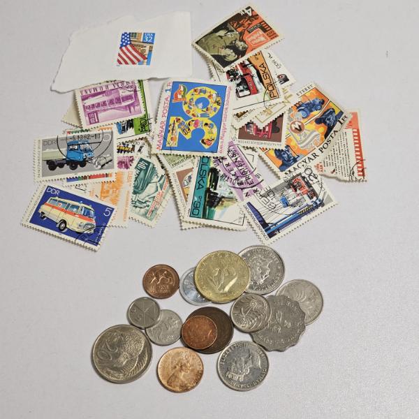 Great Assortment of International Coins and Stamps!!!