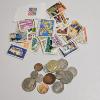 Image 1 : Great Assortment of International Coins and Stamps!!!