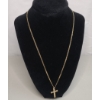 Image 1 : 14K Yellow Gold Detailed Cross Pendant On 14k Yellow Gold 20" Mariner Link Necklace - Weight: 4.6g