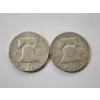 Image 2 : Two Franklin Half Dollars: 1960 & 1963-D - 90% U.S. Silver Coins - FV: $1.00