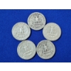 Image 2 : x5 Assorted Years U.S. 90% Silver Washington Quarters FV: $1.25