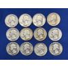 Image 1 : Lot of 12 Assorted Year 90% Silver Washington Quarters, FV $3.00