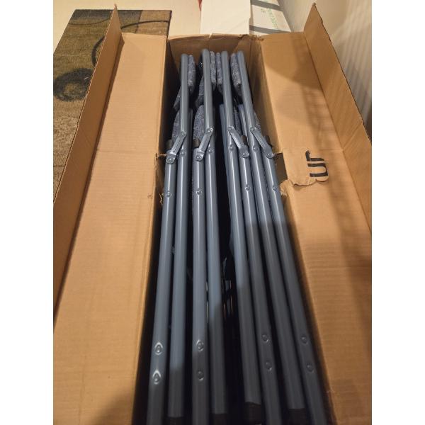 Four New Blue Folding Chairs In Box