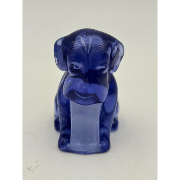 Adorable Degenhart Vintage Glass Dog Figurine-Blue Bird