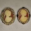 Image 1 : Pair of Classic Left-Facing Female Silhouette Portrait Brooches