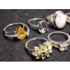 Image 11 : Beautiful Sterling Silver Rings Ft. Moonstone, Amber, Topaz & More - Weighing Total of 25.1 Grams