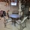 Image 1 : Louisville Home Pickup - VERY FINE COMPLETE PATIO GLASS TOP TABLE CHAIRS & UMBRELLA SET - EXCELLENT